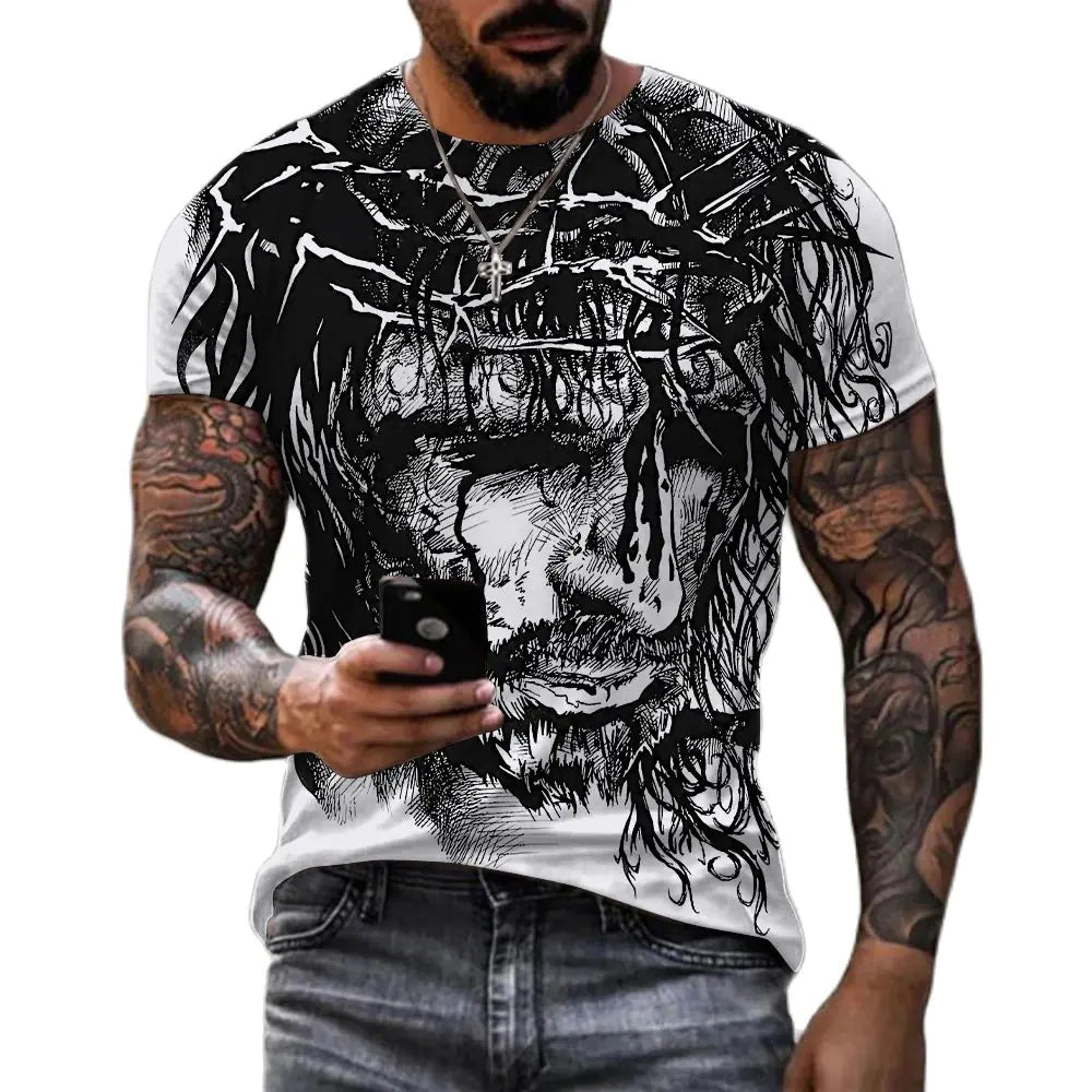 Men's Polyester Spandex Yusu Street Jesus Shirt
