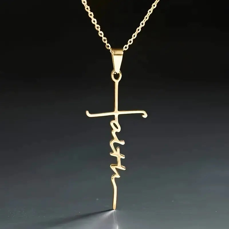 Stainless Steel Christian Cross Pendant Necklace (1pc)