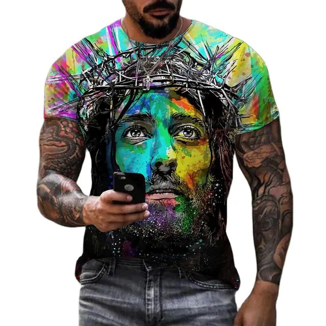 Men's Polyester Spandex Yusu Street Jesus Shirt