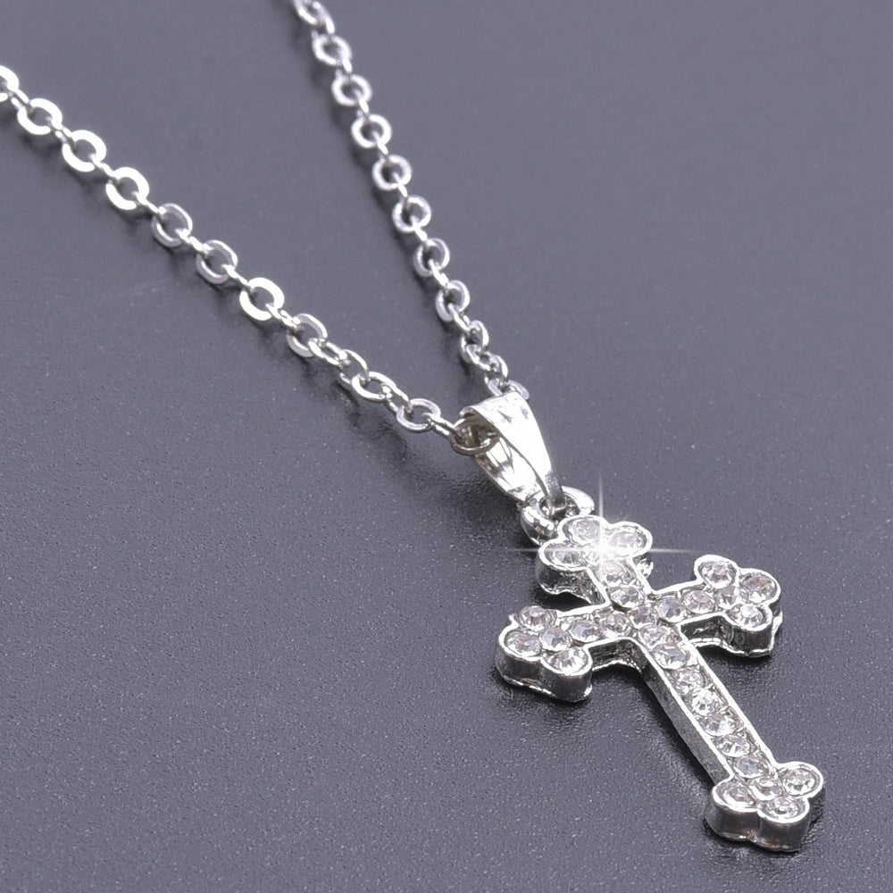 Cross Charm Necklace Crystal Pendant Necklaces For Women Men Accessories Rhinestone Christ Crosses Choker Gift Fashion Jewelry