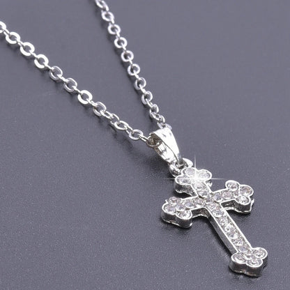 Cross Charm Necklace Crystal Pendant Necklaces For Women Men Accessories Rhinestone Christ Crosses Choker Gift Fashion Jewelry