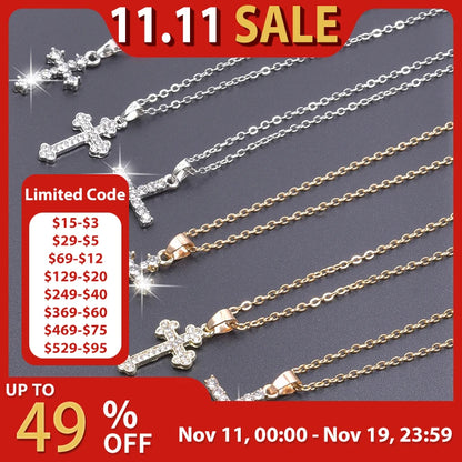 Cross Charm Necklace Crystal Pendant Necklaces For Women Men Accessories Rhinestone Christ Crosses Choker Gift Fashion Jewelry