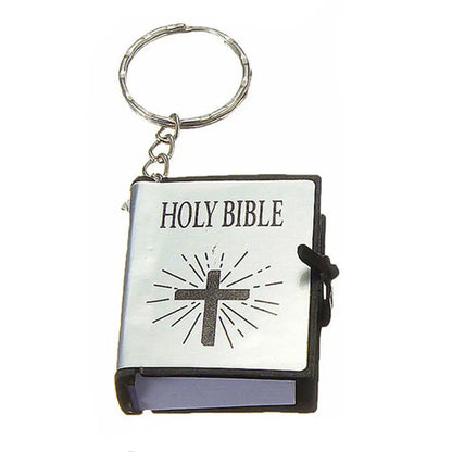 Metal Mini Bible Keychains English HOLY BIBLE Small Size Jesus Cross Keyrings For Sunday School Prize