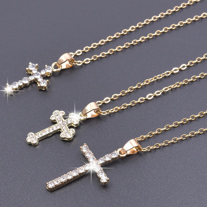 Cross Charm Necklace Crystal Pendant Necklaces For Women Men Accessories Rhinestone Christ Crosses Choker Gift Fashion Jewelry
