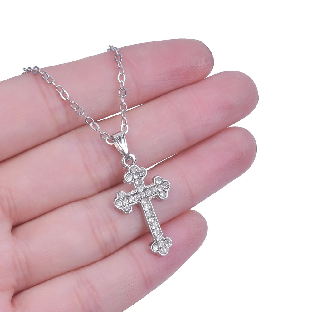 Cross Charm Necklace Crystal Pendant Necklaces For Women Men Accessories Rhinestone Christ Crosses Choker Gift Fashion Jewelry