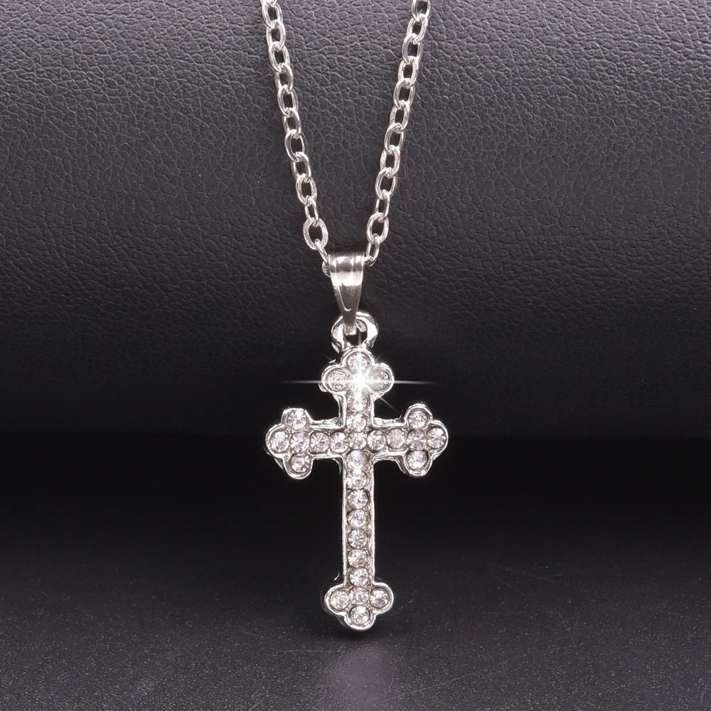 Cross Charm Necklace Crystal Pendant Necklaces For Women Men Accessories Rhinestone Christ Crosses Choker Gift Fashion Jewelry
