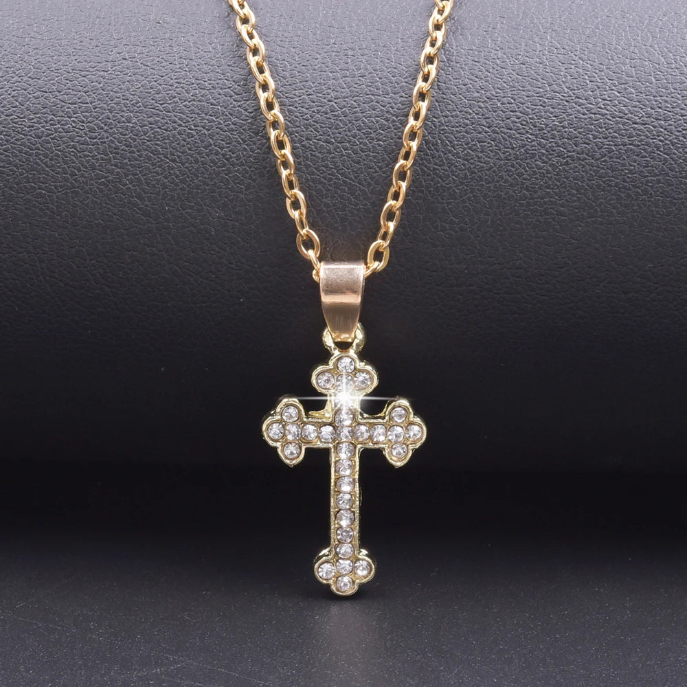 Cross Charm Necklace Crystal Pendant Necklaces For Women Men Accessories Rhinestone Christ Crosses Choker Gift Fashion Jewelry