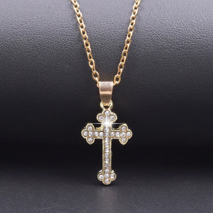 Cross Charm Necklace Crystal Pendant Necklaces For Women Men Accessories Rhinestone Christ Crosses Choker Gift Fashion Jewelry