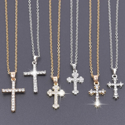 Cross Charm Necklace Crystal Pendant Necklaces For Women Men Accessories Rhinestone Christ Crosses Choker Gift Fashion Jewelry