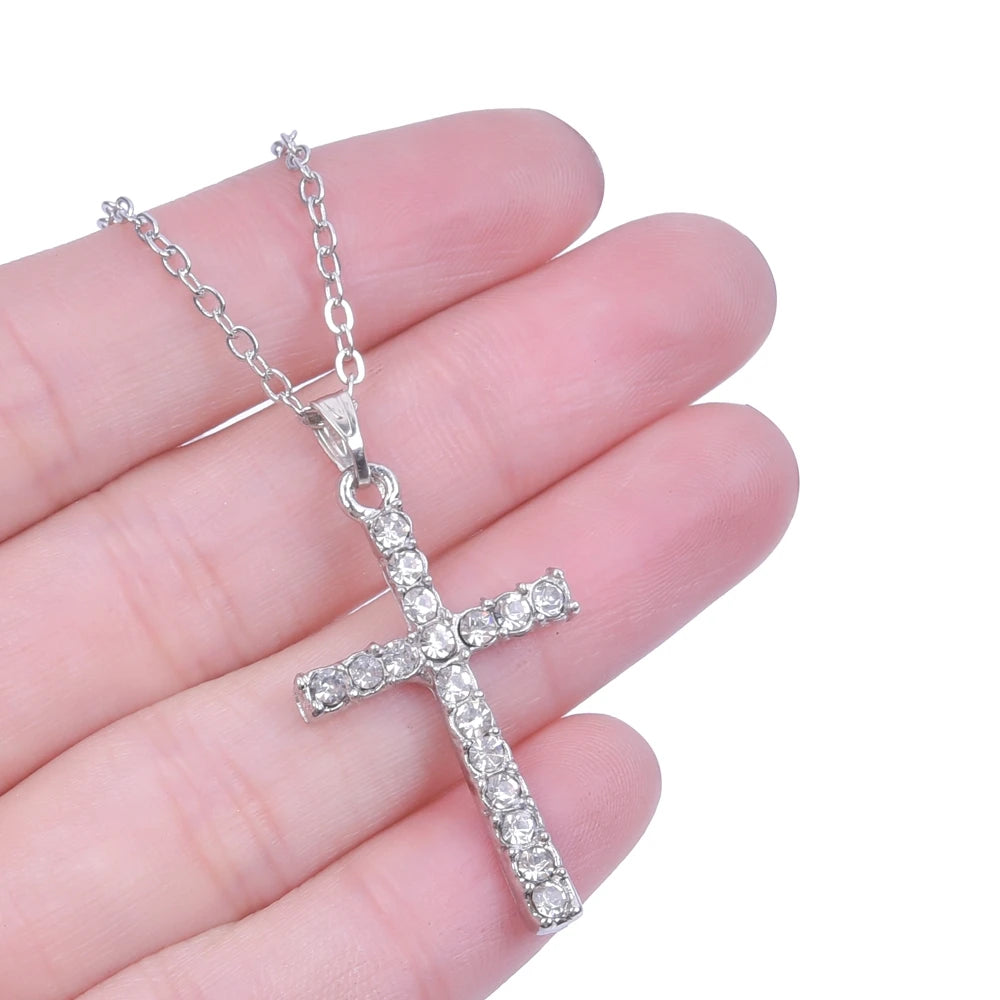 Cross Charm Necklace Crystal Pendant Necklaces For Women Men Accessories Rhinestone Christ Crosses Choker Gift Fashion Jewelry