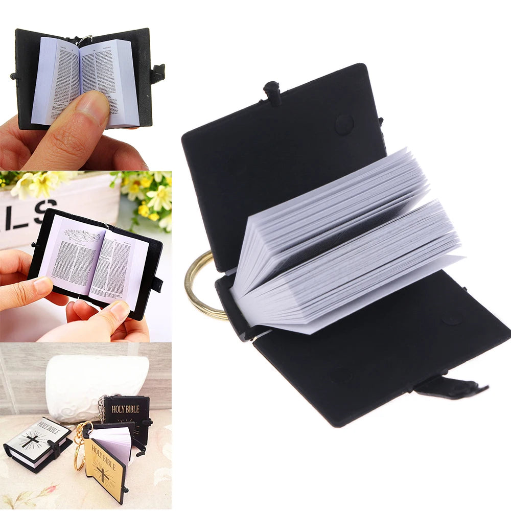 Metal Mini Bible Keychains English HOLY BIBLE Small Size Jesus Cross Keyrings For Sunday School Prize