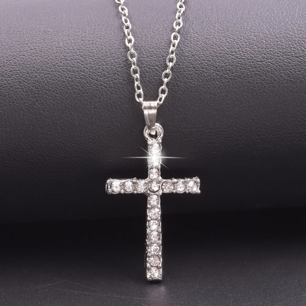 Cross Charm Necklace Crystal Pendant Necklaces For Women Men Accessories Rhinestone Christ Crosses Choker Gift Fashion Jewelry