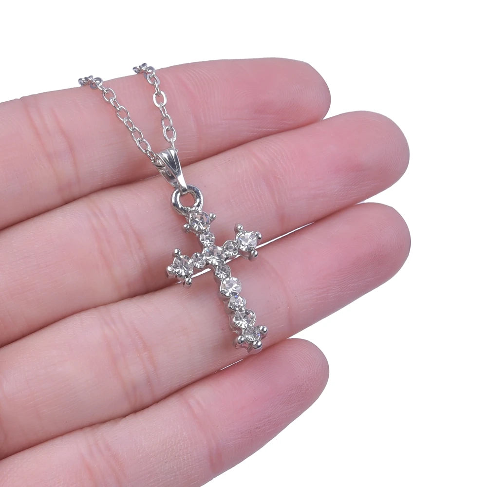 Cross Charm Necklace Crystal Pendant Necklaces For Women Men Accessories Rhinestone Christ Crosses Choker Gift Fashion Jewelry