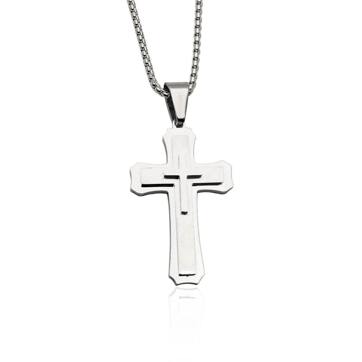 60cm Men Christian Cross Necklace Pendants Fashion Jewelry Stainless Steel Black Gold Color Dropship