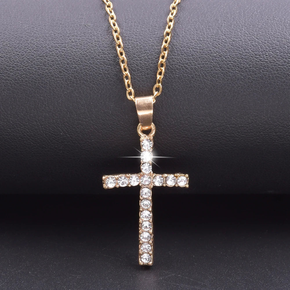 Cross Charm Necklace Crystal Pendant Necklaces For Women Men Accessories Rhinestone Christ Crosses Choker Gift Fashion Jewelry