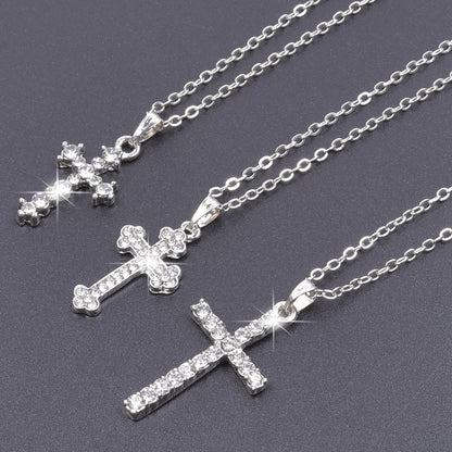 Cross Charm Necklace Crystal Pendant Necklaces For Women Men Accessories Rhinestone Christ Crosses Choker Gift Fashion Jewelry