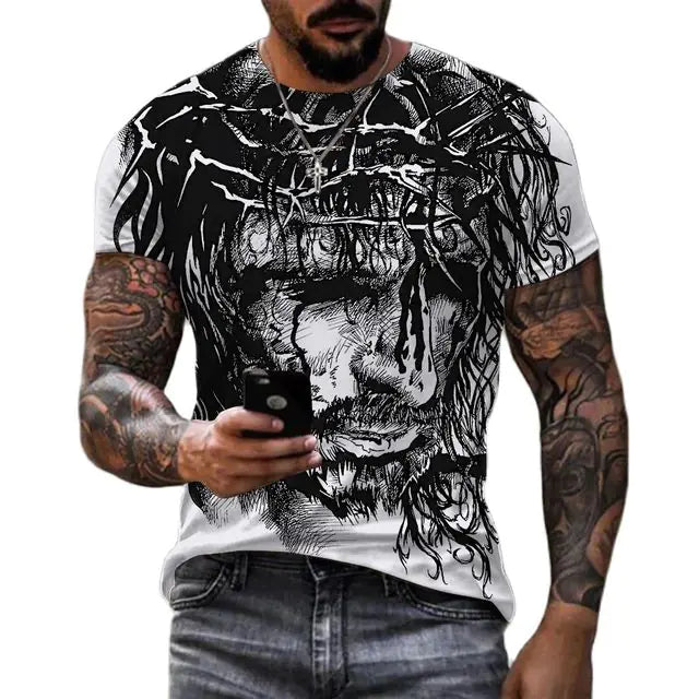 Men's Polyester Spandex Yusu Street Jesus Shirt