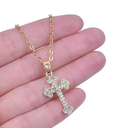 Cross Charm Necklace Crystal Pendant Necklaces For Women Men Accessories Rhinestone Christ Crosses Choker Gift Fashion Jewelry