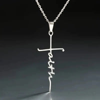 Stainless Steel Christian Cross Pendant Necklace (1pc)