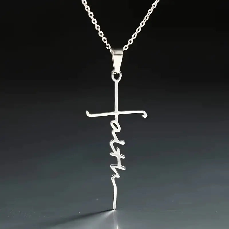 Stainless Steel Christian Cross Pendant Necklace (1pc)