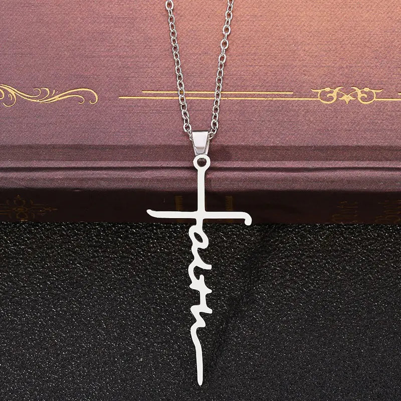 Stainless Steel Christian Cross Pendant Necklace (1pc)