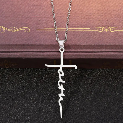 Stainless Steel Christian Cross Pendant Necklace (1pc)