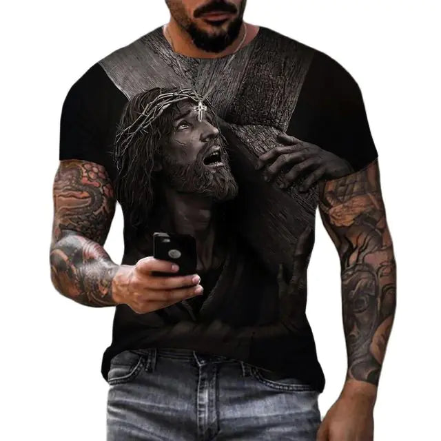 Men's Polyester Spandex Yusu Street Jesus Shirt